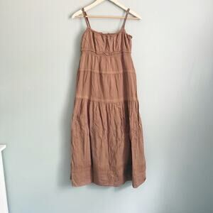 Vintage American Eagle 2000's midi dress brown tiered sundress medium